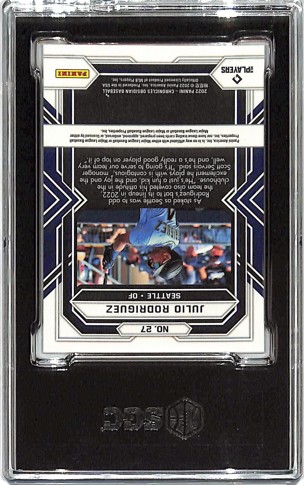 2022 Chronicles Julio Rodriguez Obsidian Rookie RC #27 SGC 9 Mariners