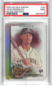 2022 Topps Allen and Ginter Julio Rodriguez Rookie RC Silver Portrait PSA 9 Mariners
