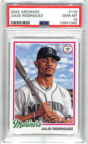 2022 Topps Archives Julio Rodriguez Rookie RC #115 PSA 10 Mariners