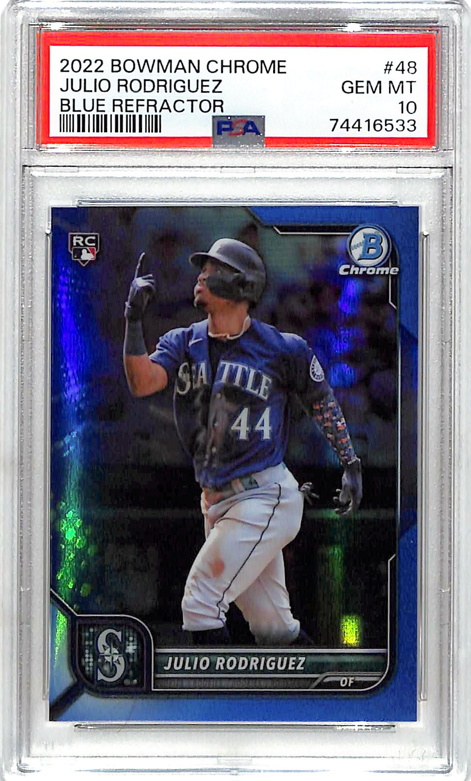 2022 Bowman Chrome Julio Rodriguez Rookie RC Blue Refractor /150 PSA 10 Mariners