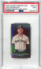 2022 Topps Allen and Ginter Chrome Julio Rodriguez Rookie Mini Variation RC PSA 9 Mariners