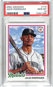 2022 Topps Archives Julio Rodriguez Rookie RC #115 PSA 10 Mariners