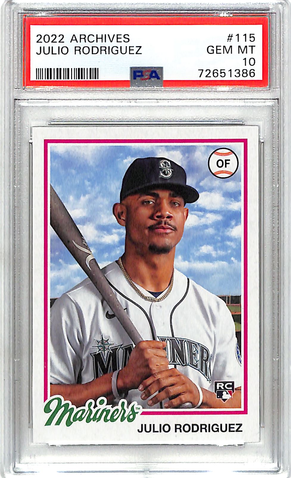 2022 Topps Archives Julio Rodriguez Rookie RC #115 PSA 10 Mariners
