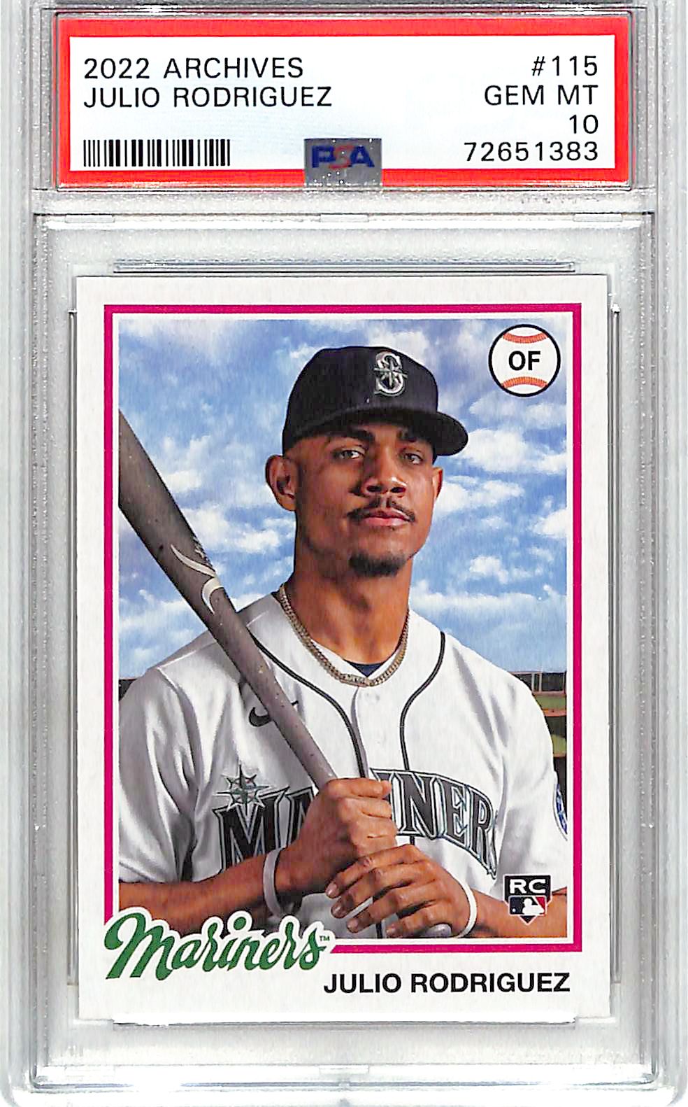 2022 Topps Archives Julio Rodriguez Rookie RC #115 PSA 10 Mariners