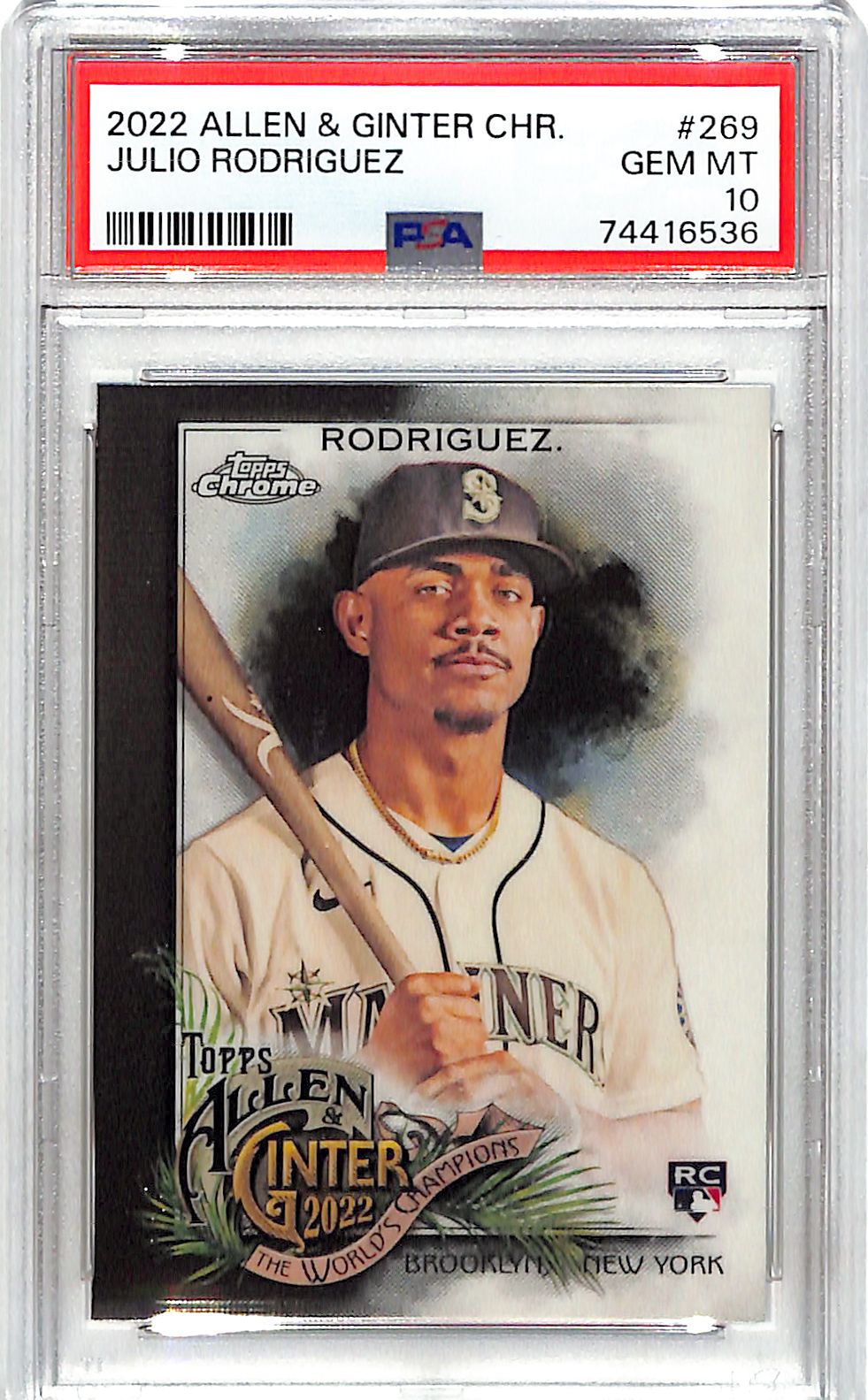 2022 Topps Allen and Ginter Chrome Julio Rodriguez Rookie RC #269 PSA 10 Mariners