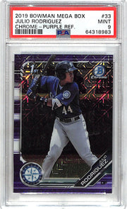 2019 Bowman Chrome Julio Rodriguez Rookie RC Prospect Purple Mega Box Mojo Refractor /250 PSA 9