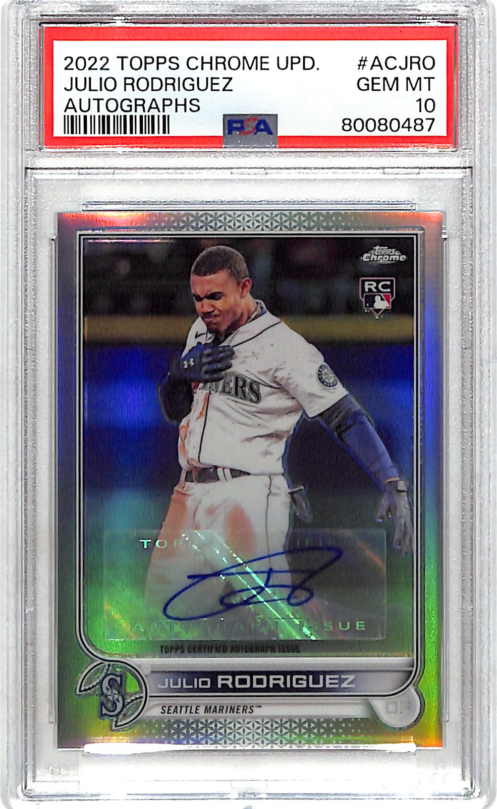 2022 Topps Chrome Update Julio Rodriguez Auto Autograph Rookie RC PSA 10 Mariners