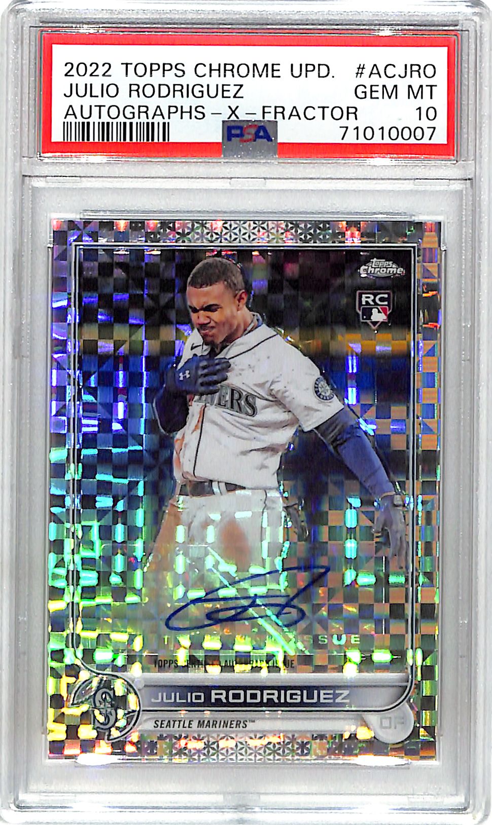 2022 Topps Chrome Update Julio Rodriguez Auto Autograph Rookie RC Xfractor /125 PSA 10 Mariners