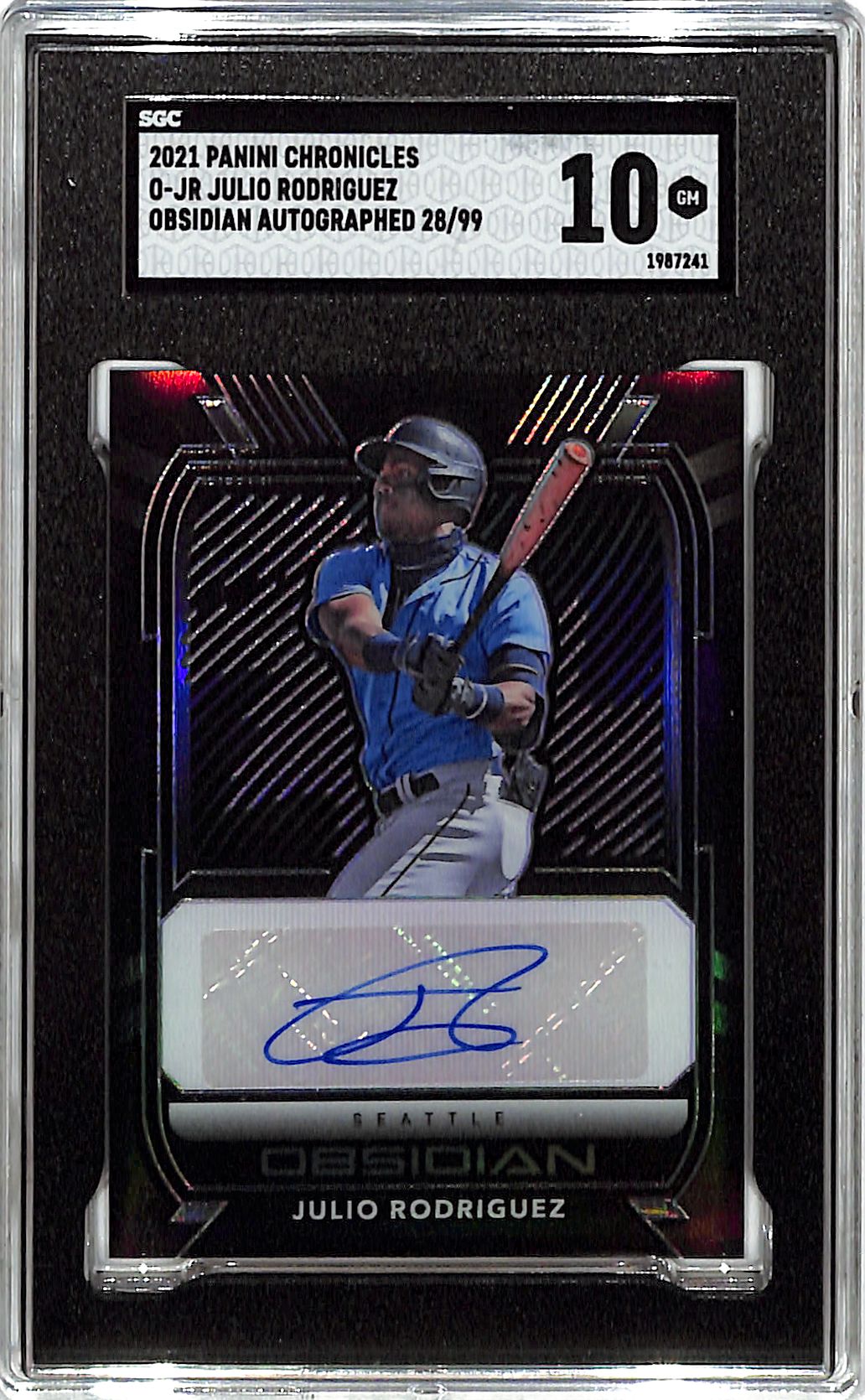 2021 Chronicles Julio Rodriguez Obsidian Auto Autograph Rookie RC /99 SGC 10 Mariners