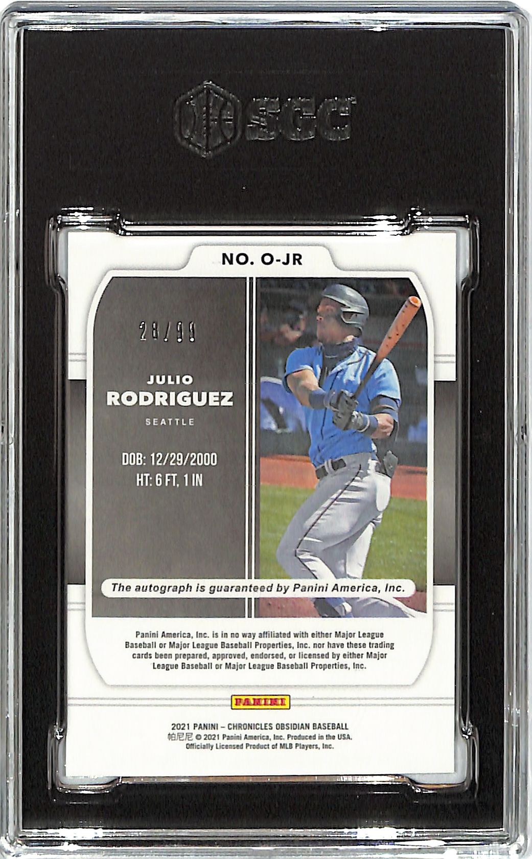 2021 Chronicles Julio Rodriguez Obsidian Auto Autograph Rookie RC /99 SGC 10 Mariners