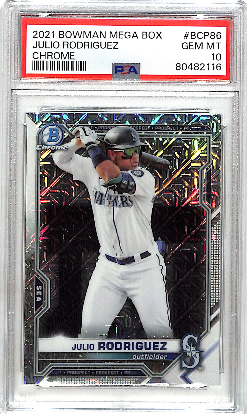 2021 Bowman Chrome Julio Rodriguez Mega Box Mojo Refractor Rookie RC Prospect PSA 10 Mariners