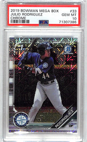 2019 Bowman Chrome Julio Rodriguez Rookie RC Mega Box Mojo Refractor Prospect PSA 10 Mariners