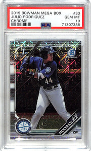 2019 Bowman Chrome Julio Rodriguez Rookie RC Mega Box Mojo Refractor Prospect PSA 10 Mariners