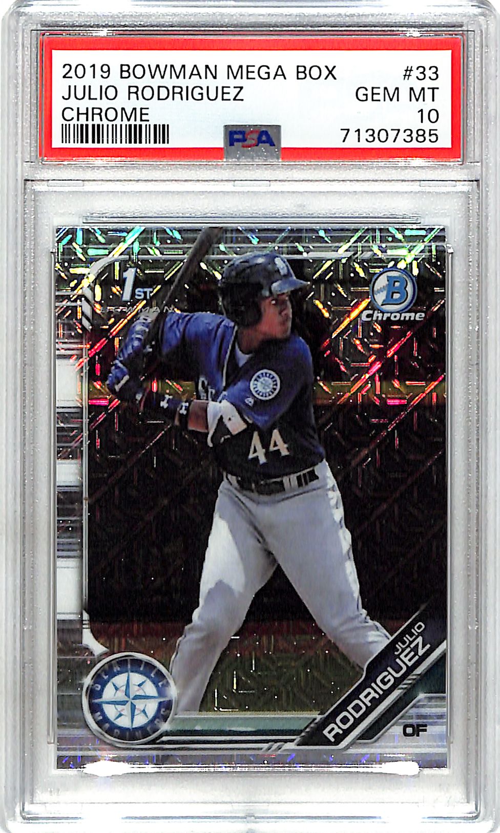 2019 Bowman Chrome Julio Rodriguez Rookie RC Mega Box Mojo Refractor Prospect PSA 10 Mariners