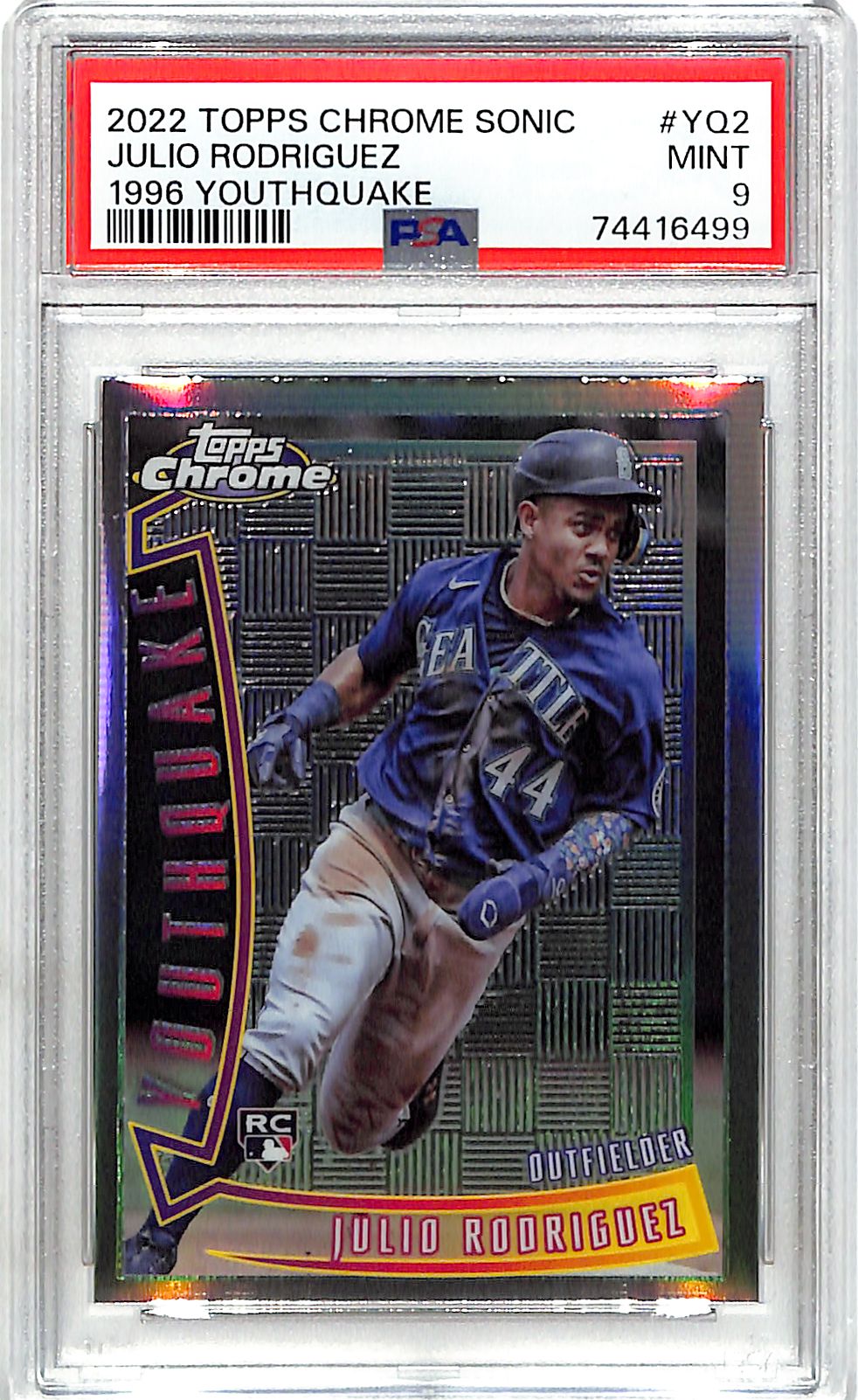 2022 Topps Chrome Sonic Julio Rodriguez Youthquake Rookie RC PSA 9 Mariners