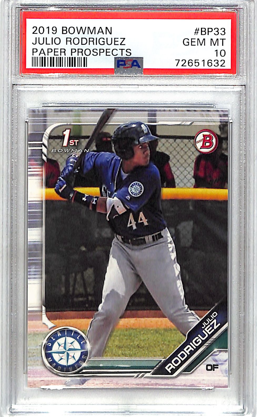 2019 Bowman Julio Rodriguez Rookie RC Prospect PSA 10 Mariners