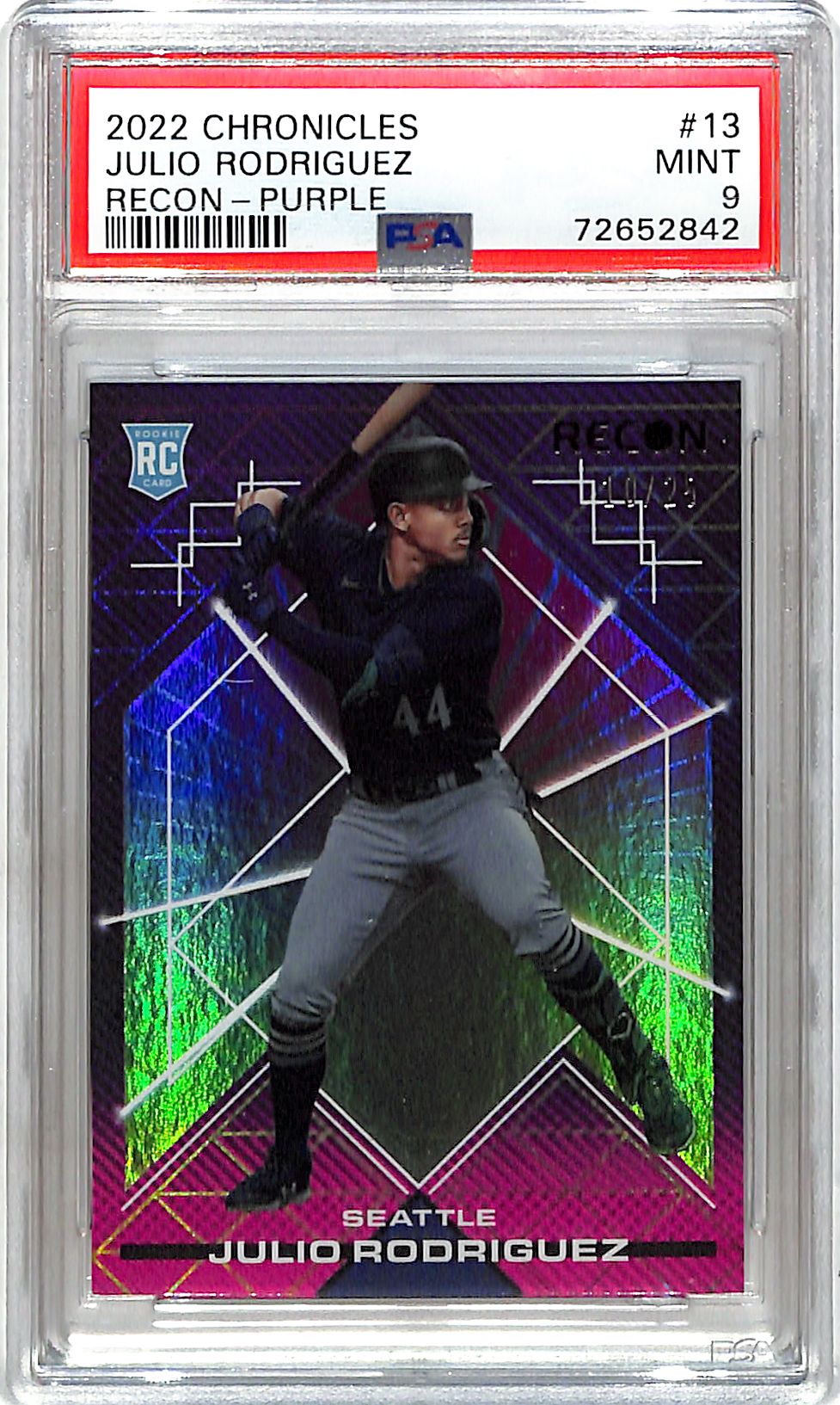 2022 Chronicles Julio Rodriguez Recon Rookie RC Purple /25 PSA 9 Mariners