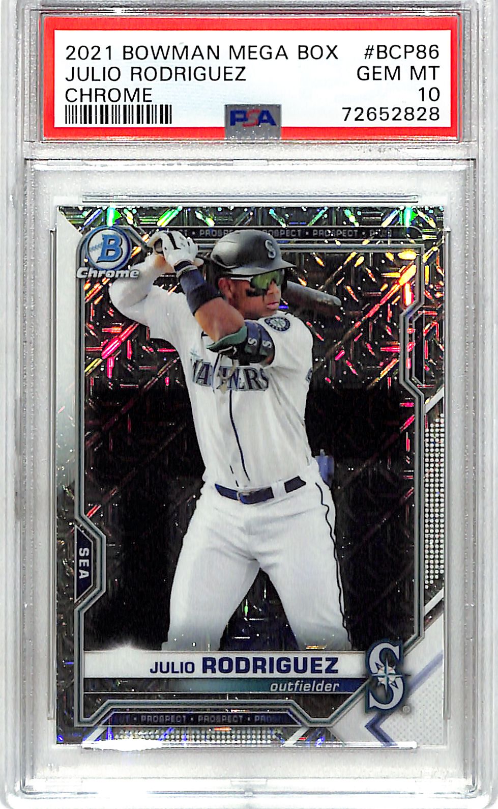 2021 Bowman Chrome Julio Rodriguez Mega Box Rookie RC Refractor Mojo PSA 10 Mariners