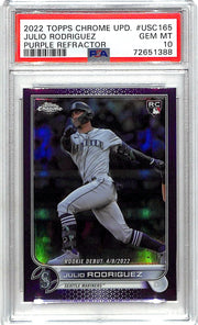 2022 Topps Chrome Update Julio Rodriguez Rookie RC Purple Refractor PSA 10 Mariners