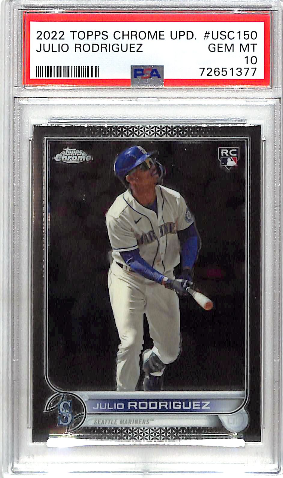 2022 Topps Chrome Update Julio Rodriguez Rookie RC USC150 PSA 10 Mariners
