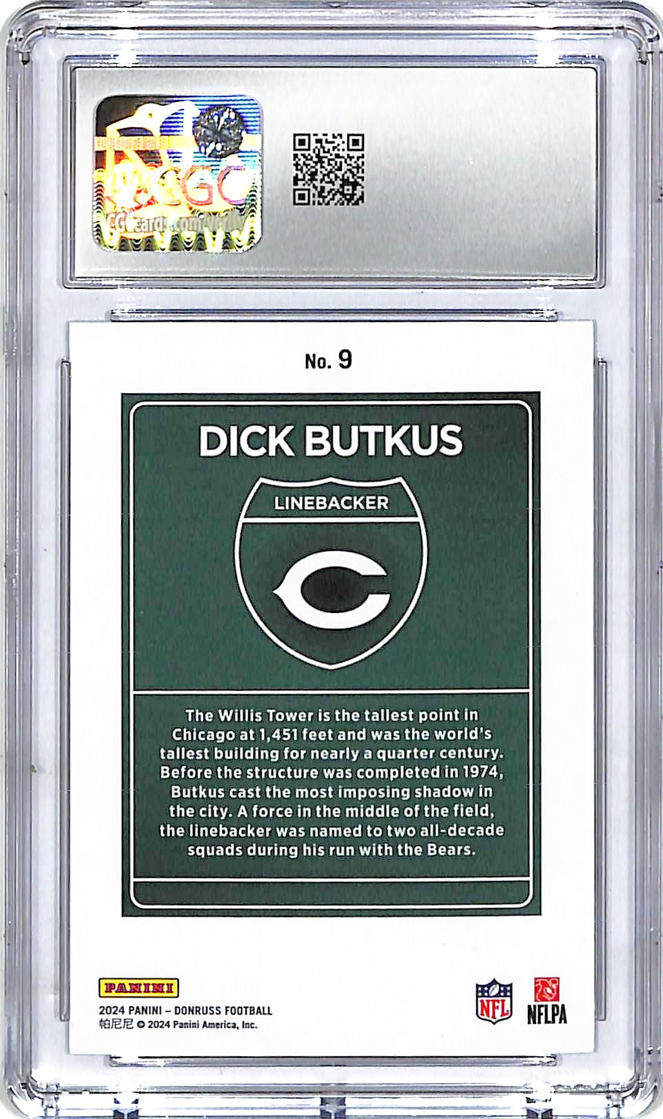 2024 Donruss Dick Butkus Downtown #9 CGC 10 Bears