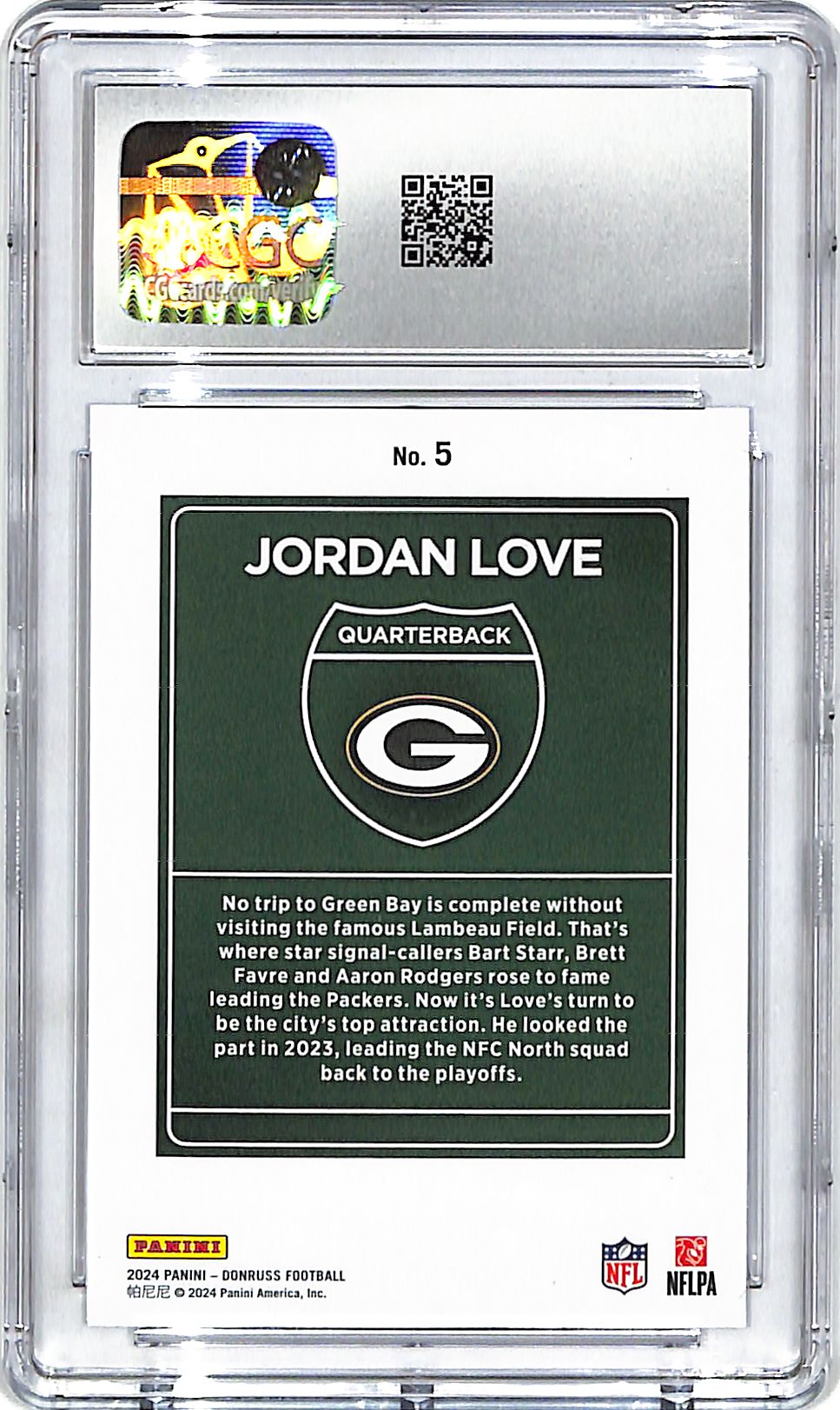 2024 Donruss Jordan Love Downtown #5 CGC 10 Packers