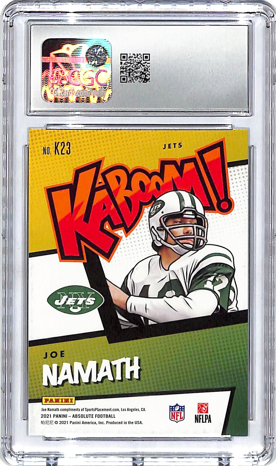 2021 Absolute Joe Namath Kaboom! #K23 CGC 10 Jets