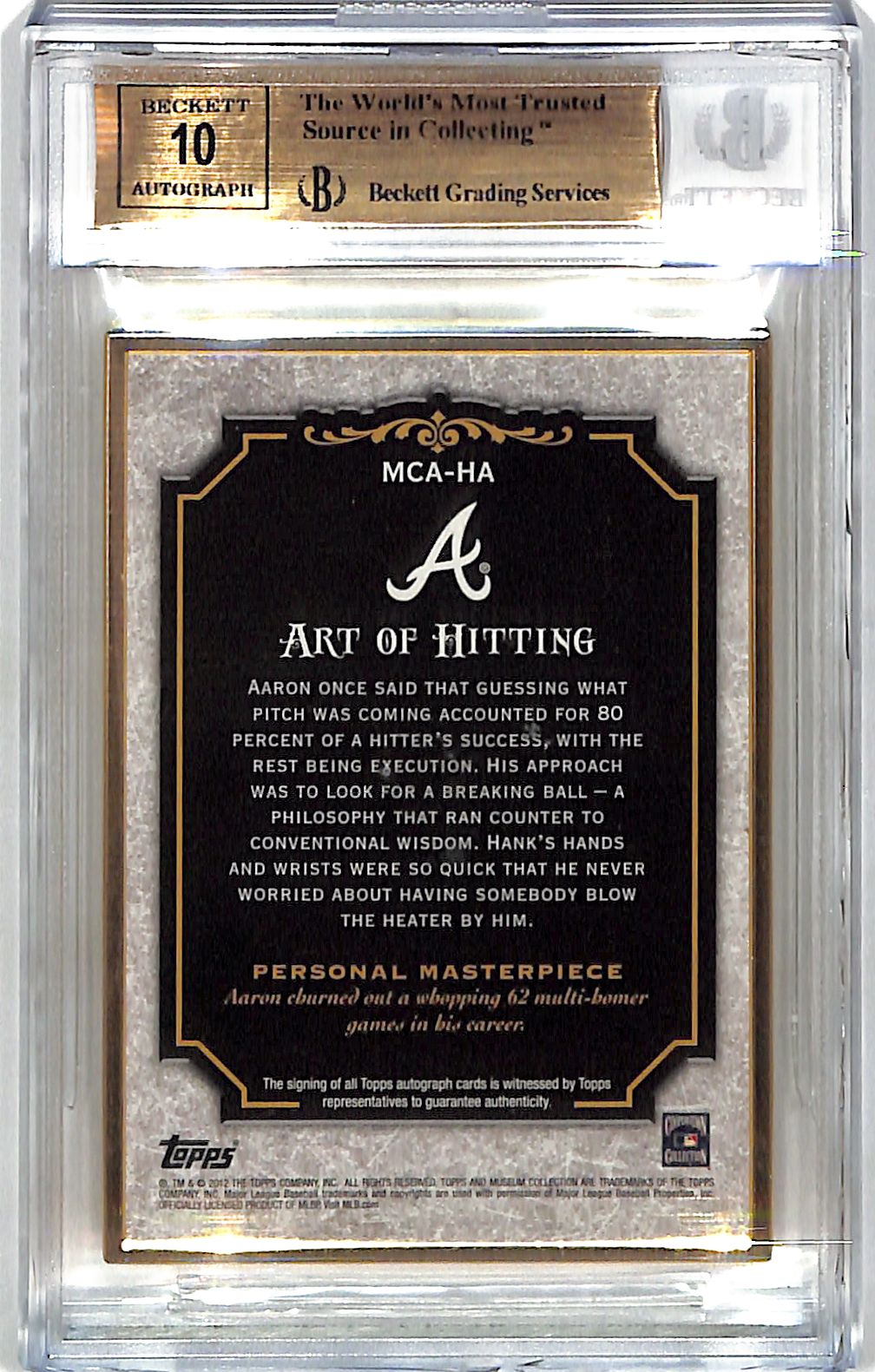 2012 Topps Museum Collection Hank Aaron Auto Autograph Framed Gold /15 BGS 9.5 Braves