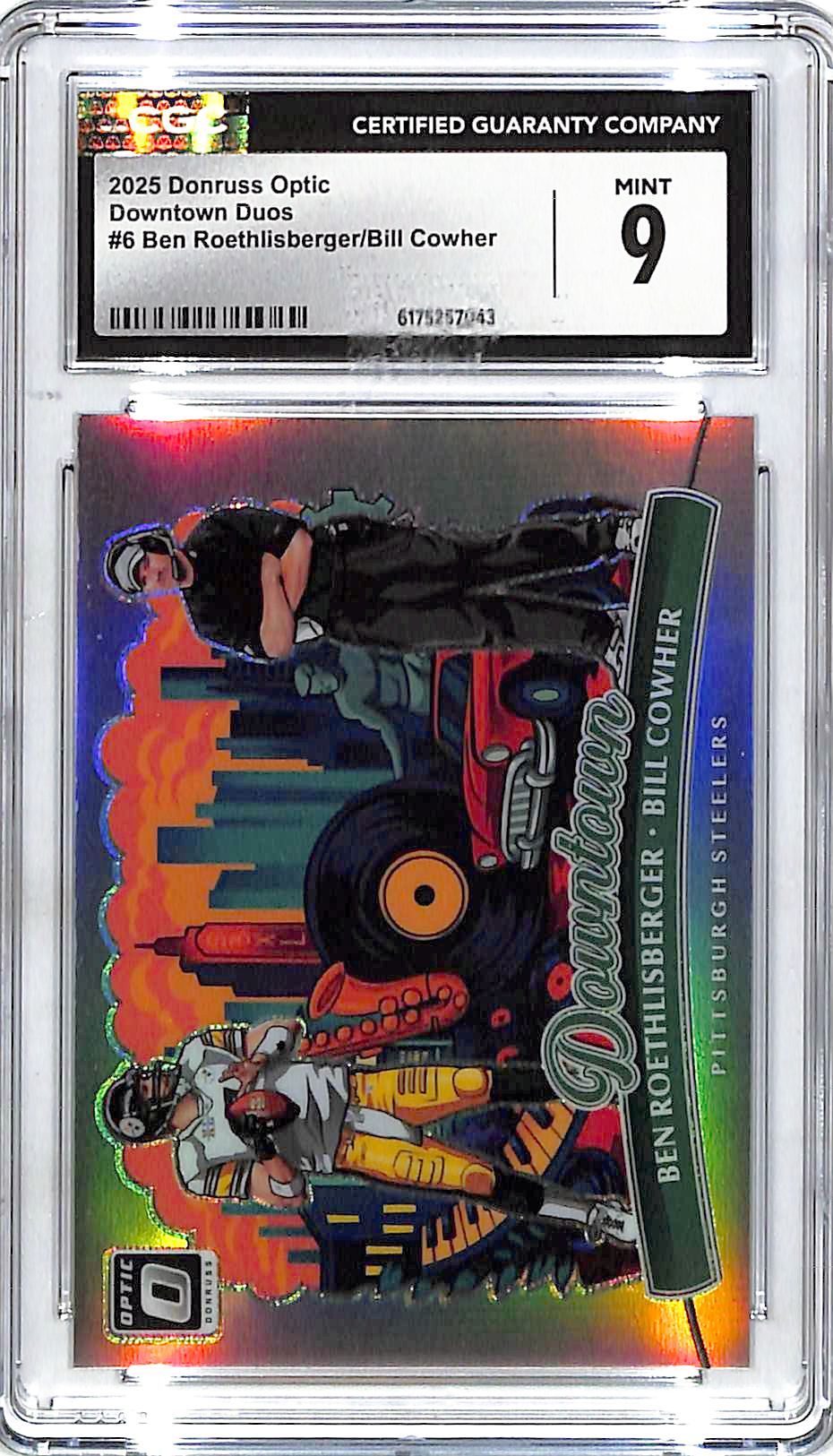 2025 Donruss Optic Ben Roethlisberger Bill Cowher Dual Downtown Duos #6 CGC 9 Steelers