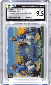 2024 Donruss Clearly Justin Herbert Quentin Johnston Downtown Duos #6 CGC 9.5 Chargers