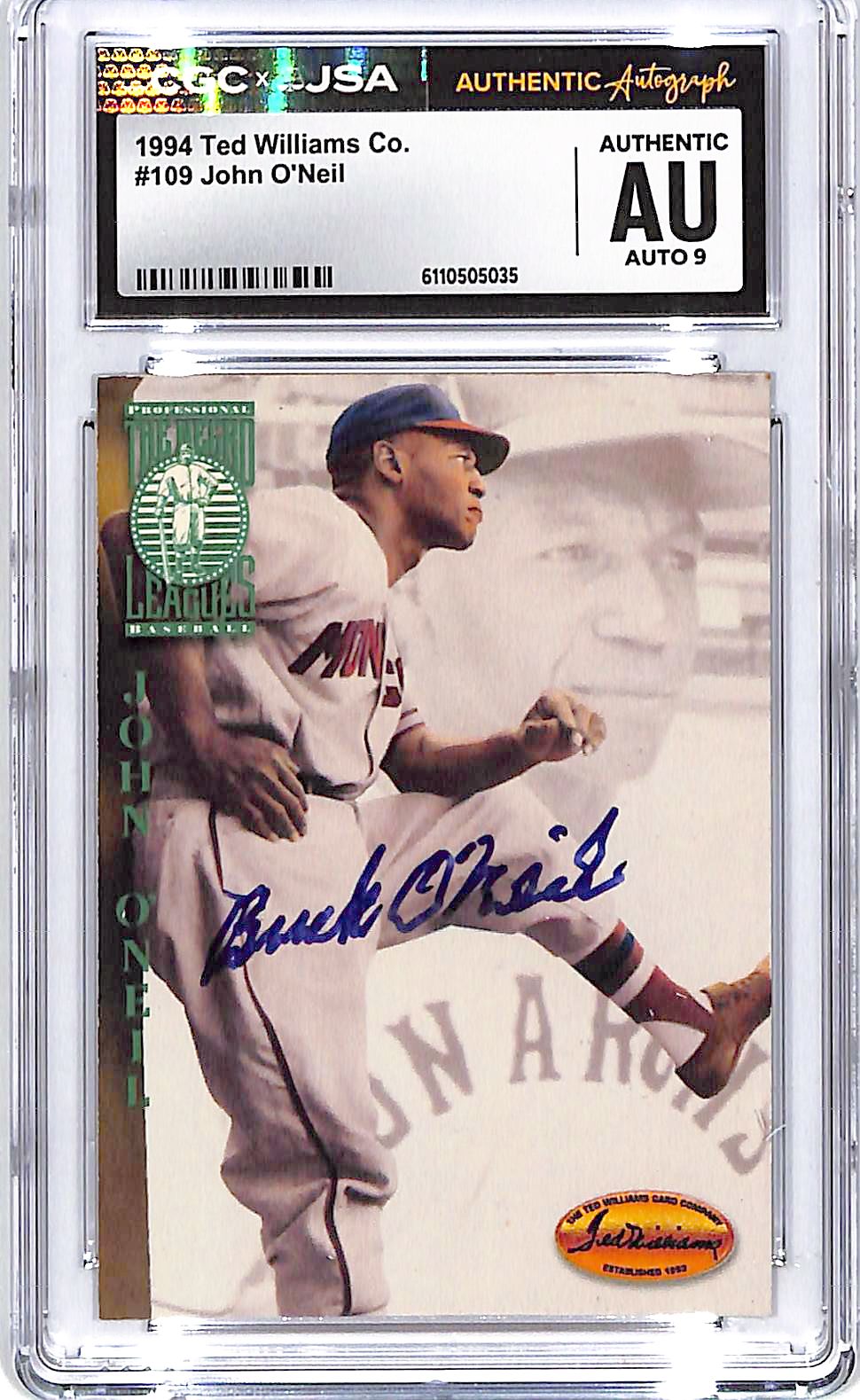 1994 Ted Williams Collection John O'Neil Auto Autograph CGC Authentic