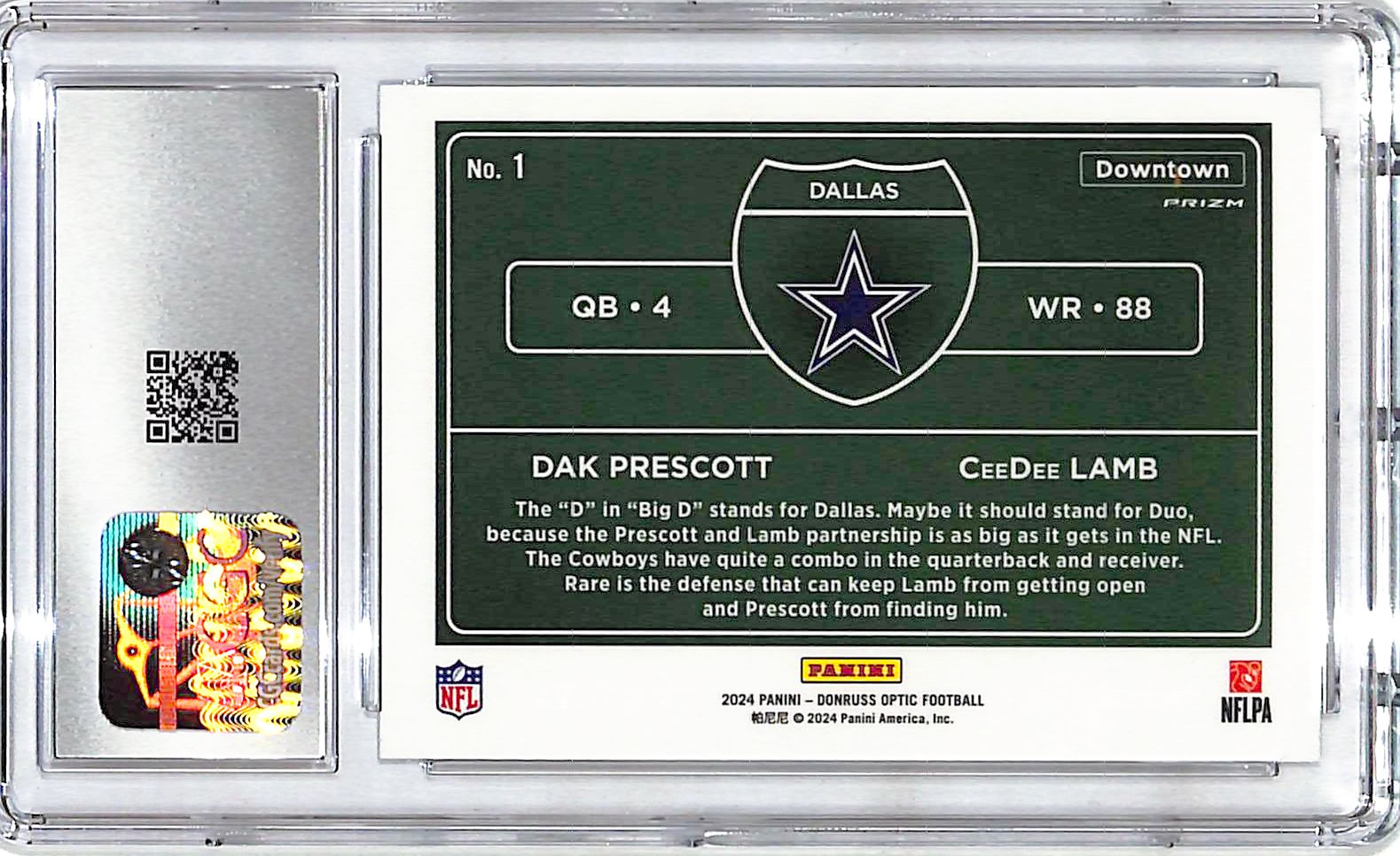 2024 Donruss Optic Dak Prescott CeeDee Lamb Downtown Duos #1 CGC 9 Cowboys