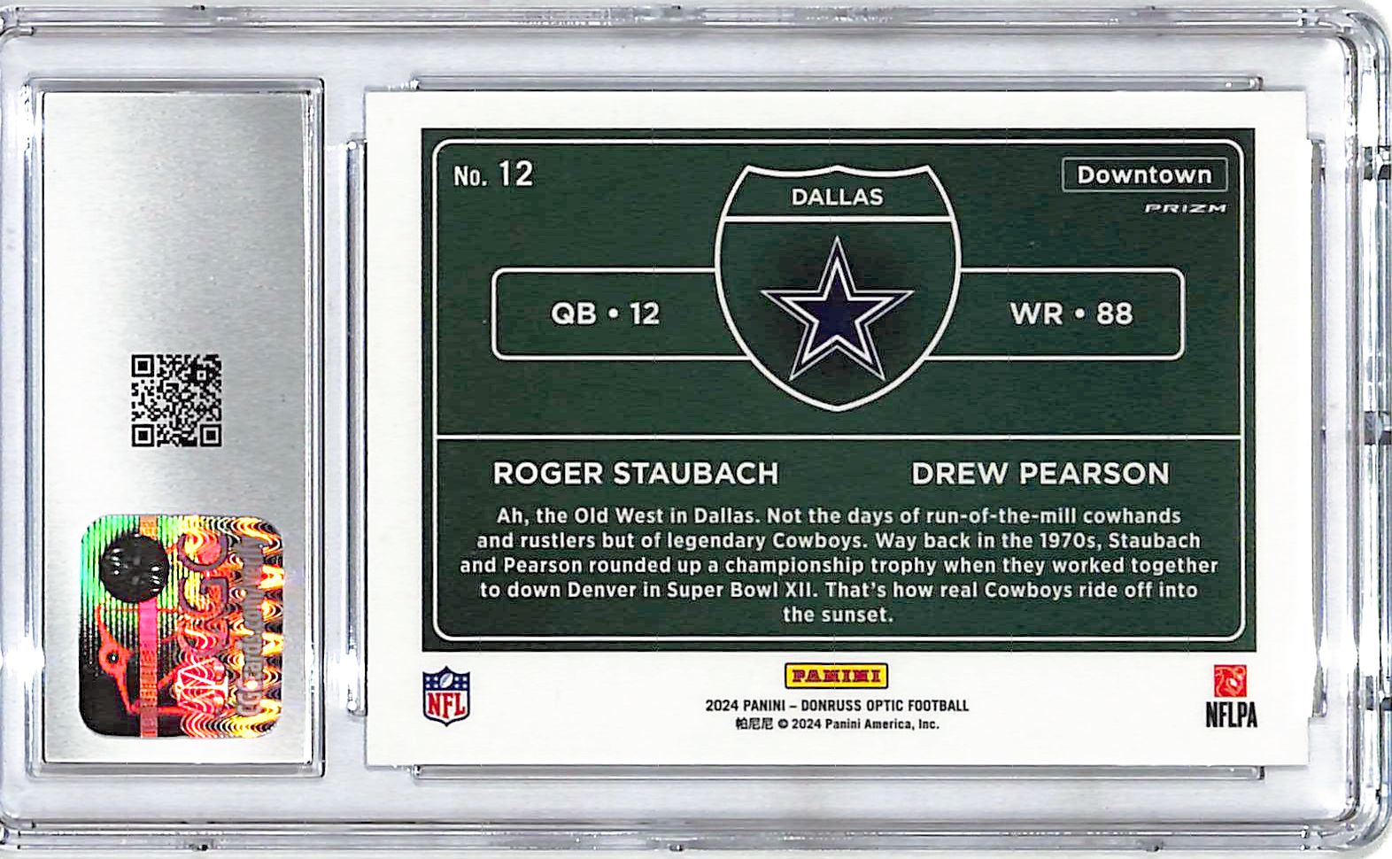 2024 Donruss Optic Roger Staubach Drew Pearson Downtown Duos #12 CGC 9.5 Cowboys