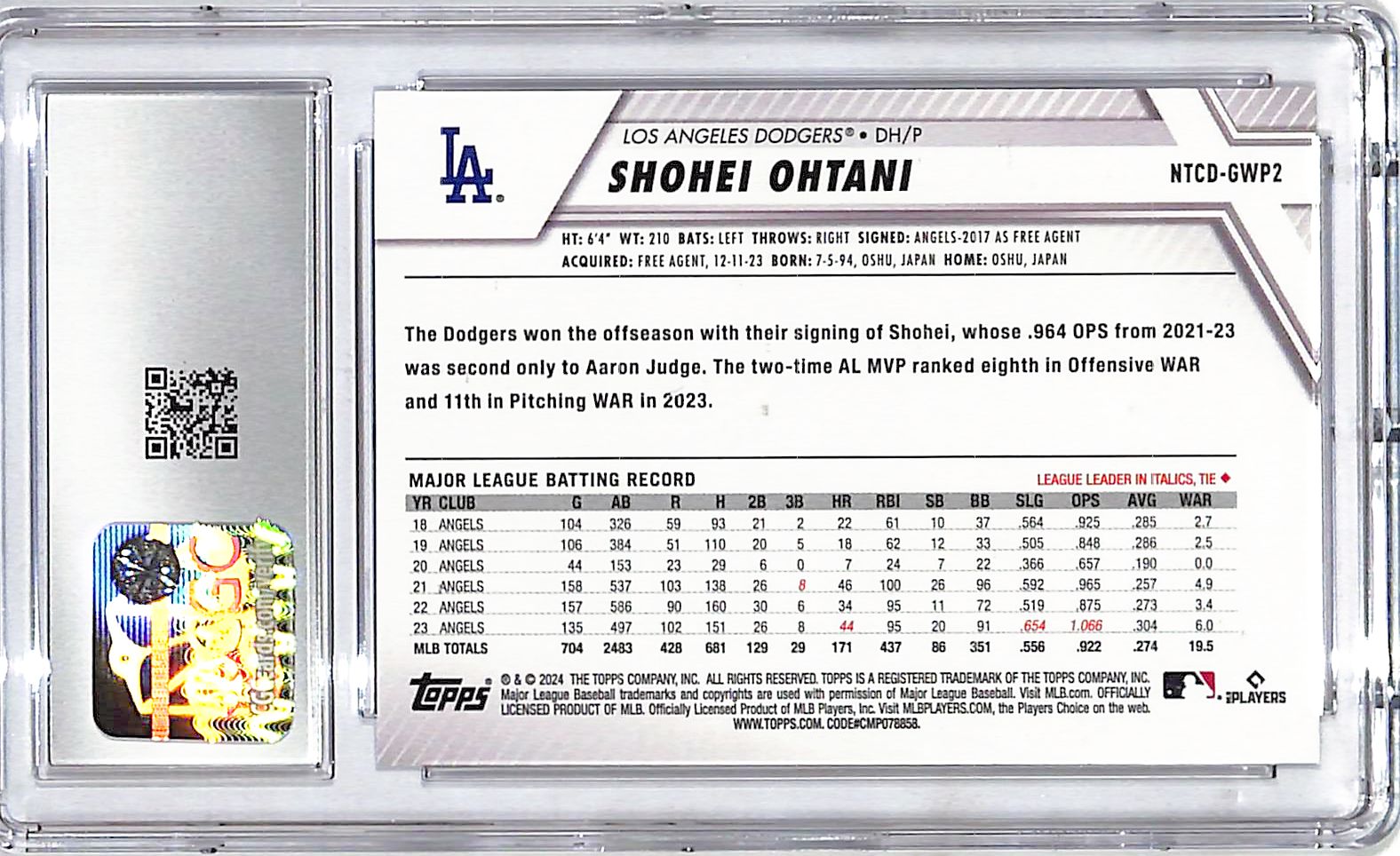 2024 Topps National Trading Card Day Shohei Ohtani CGC 10 Dodgers
