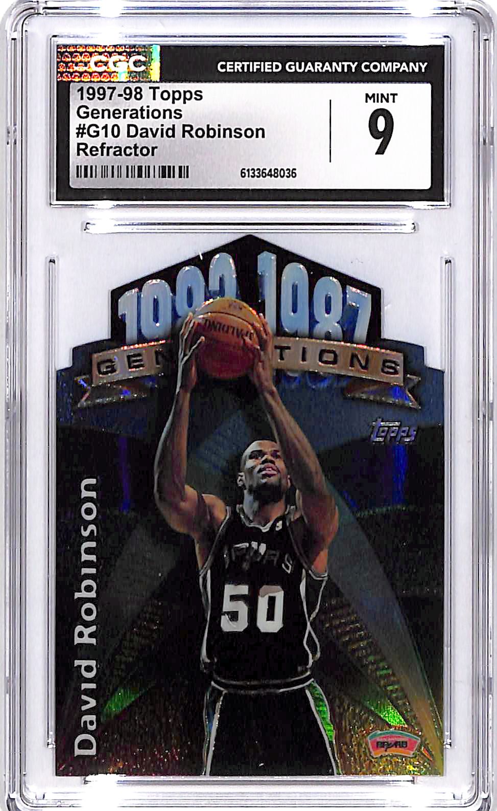 1997-98 Topps David Robinson Generations Refractor CGC 9 Spurs