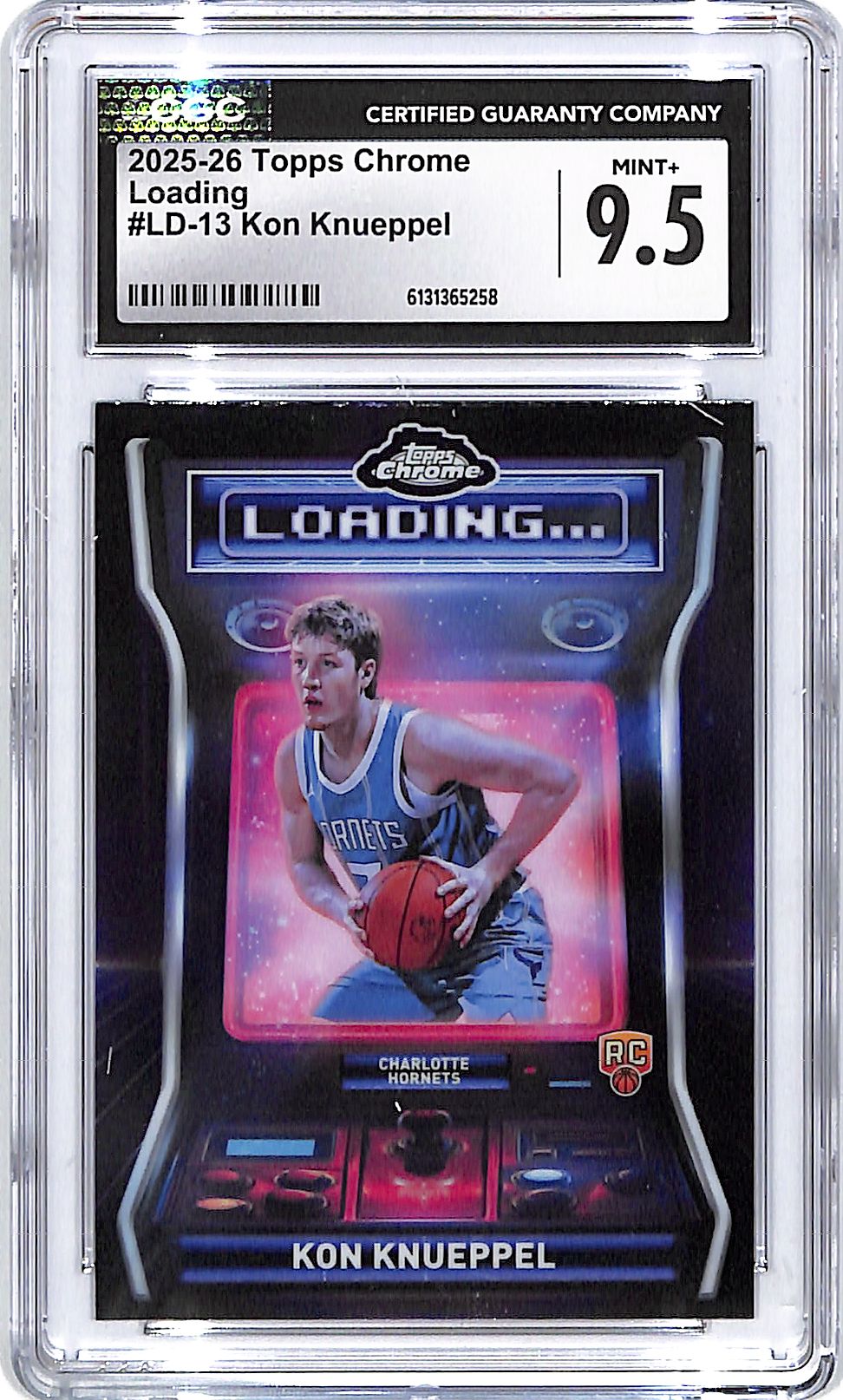 2025-26 Topps Chrome Koń Knueppel Loading Rookie RC #13 CGC 9.5 Hornets