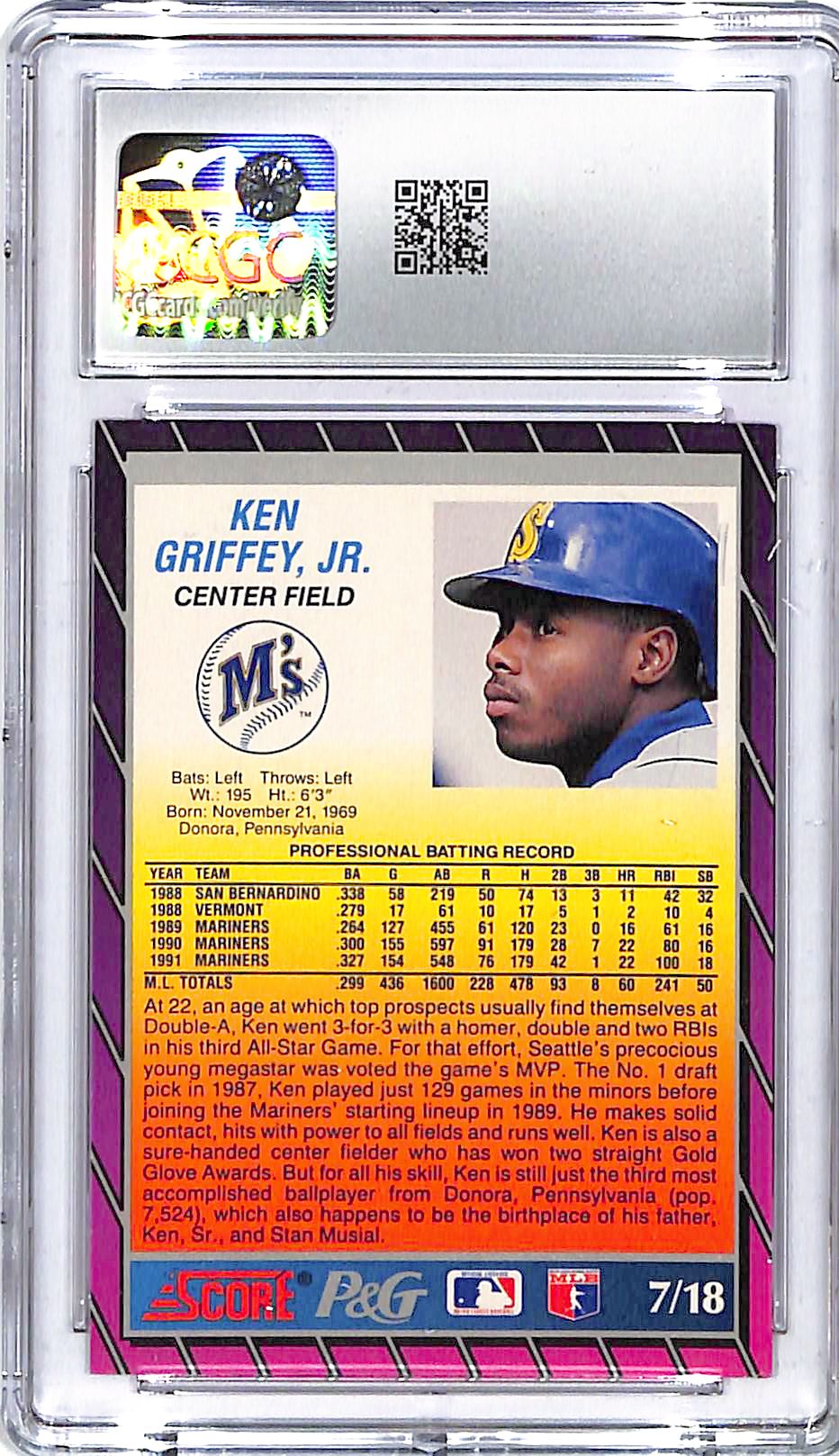1992 Score Proctor & Gamble Ken Griffey Jr #7 CGC 9.5 Mariners