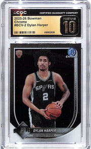 2025-26 Bowman Chrome Dylan Harper Rookie RC #2 CGC 10 Pristine Spurs