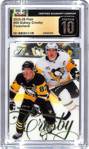 2025-26 Flair Sidney Crosby Forecheck /349 CGC 10 Pristine Penguins