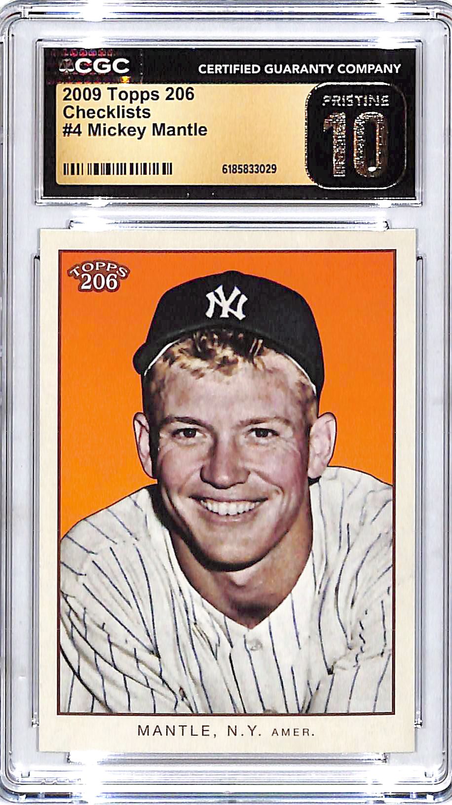 2009 Topps 206 Mickey Mantle Checklists #4 CGC 10 Pristine Yankees
