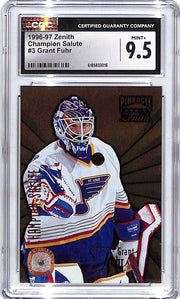 1996-97 Zenith Grant Fuhr Champion Salute #3 CGC 9.5 Blues