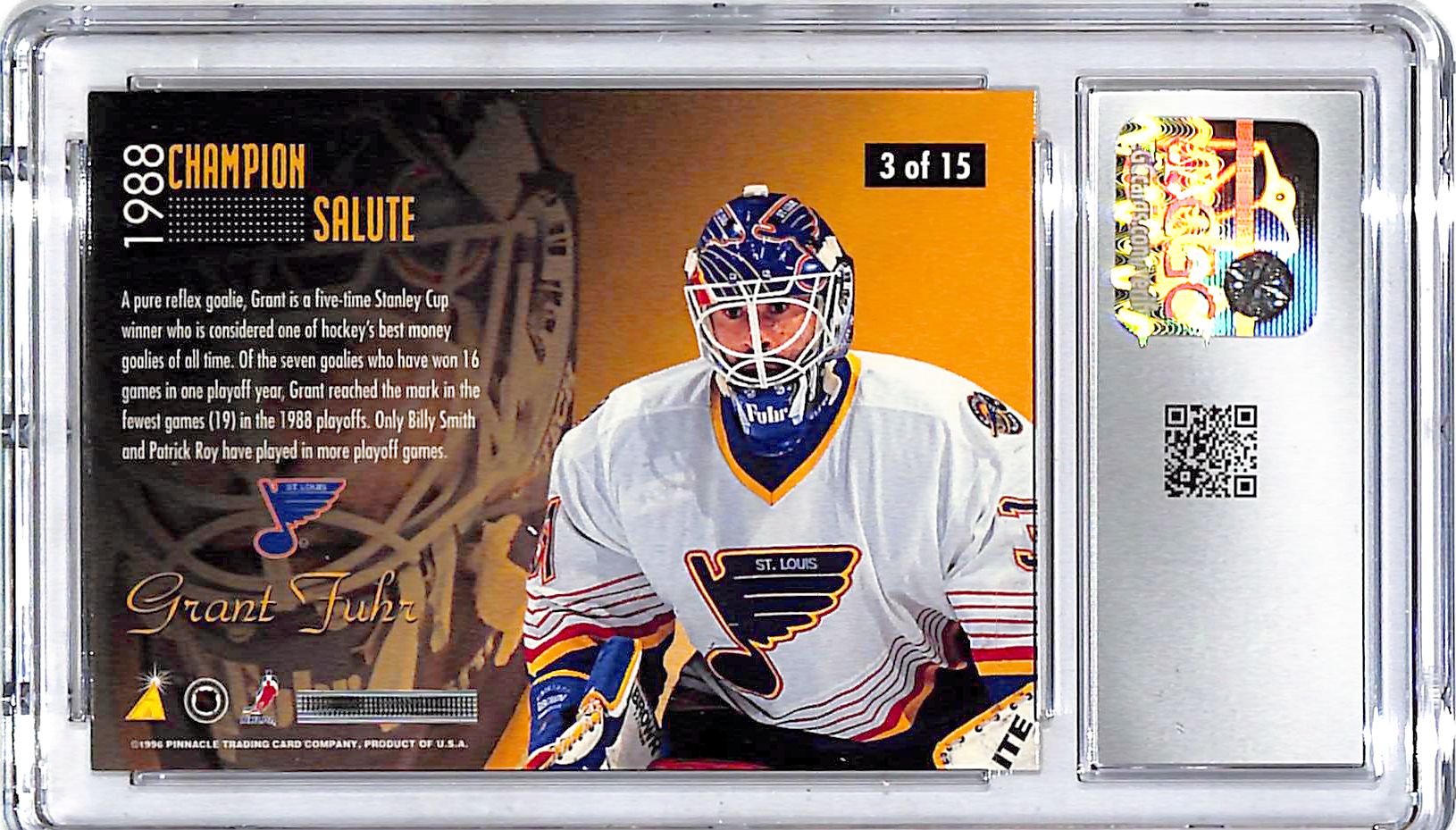 1996-97 Zenith Grant Fuhr Champion Salute #3 CGC 9.5 Blues