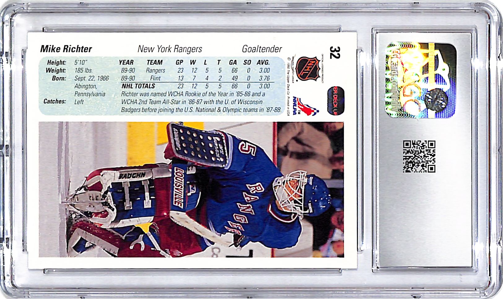 1990-91 Upper Deck Mike Richter #32 Rookie RC CGC 9.5 Rangers