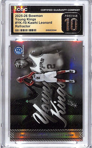 2025-26 Bowman Chrome Kawhi Leonard Young Kings Refractor CGC 10 Pristine Spurs