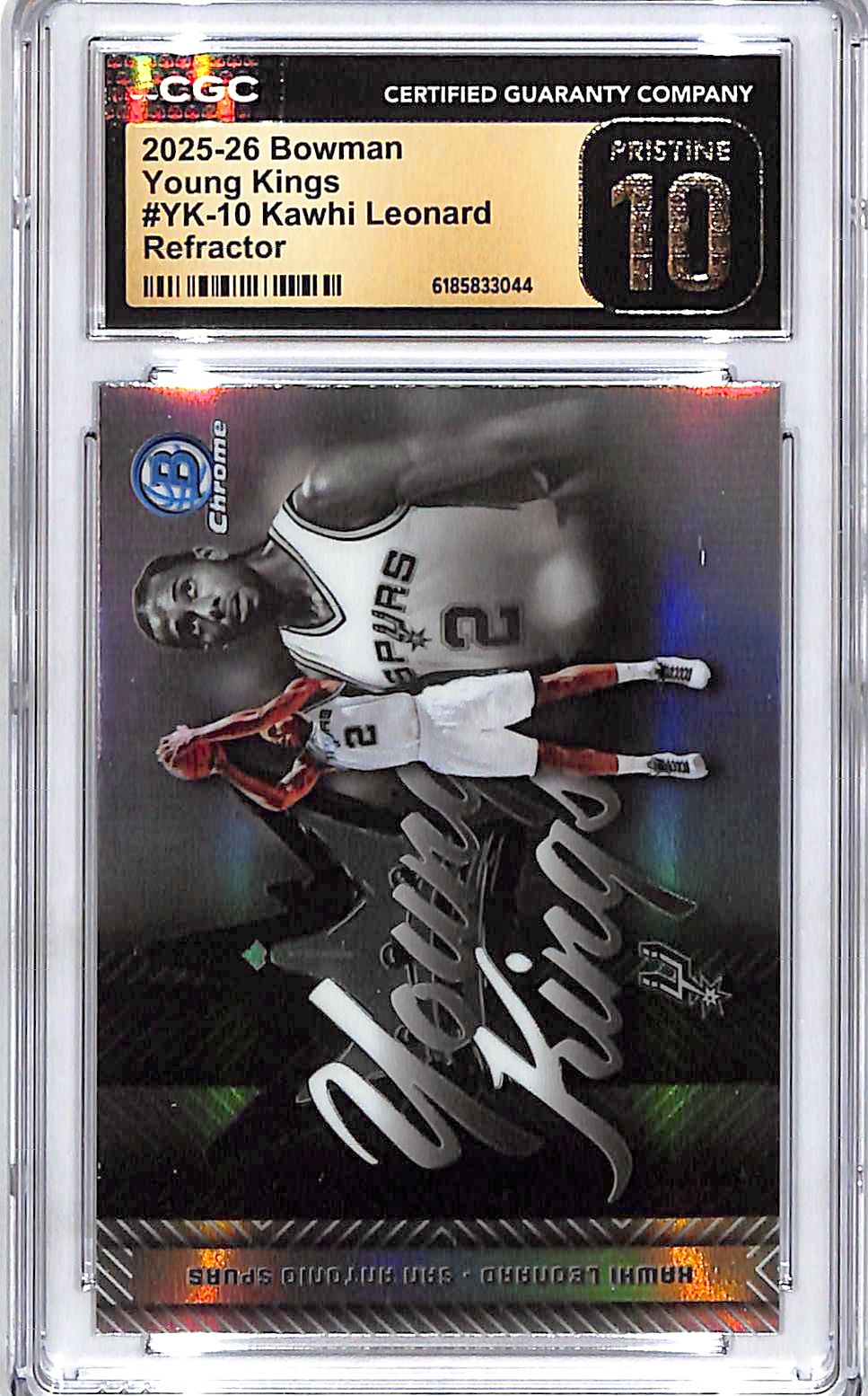 2025-26 Bowman Chrome Kawhi Leonard Young Kings Refractor CGC 10 Pristine Spurs