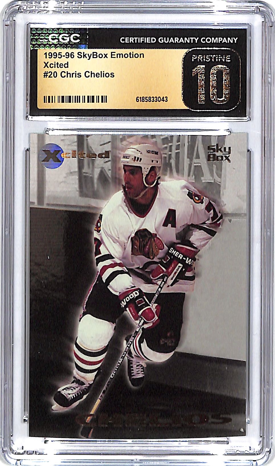 1995-96 SkyBox Emotion Chris Chelios Xcited CGC Pristine 10 Blackhawks
