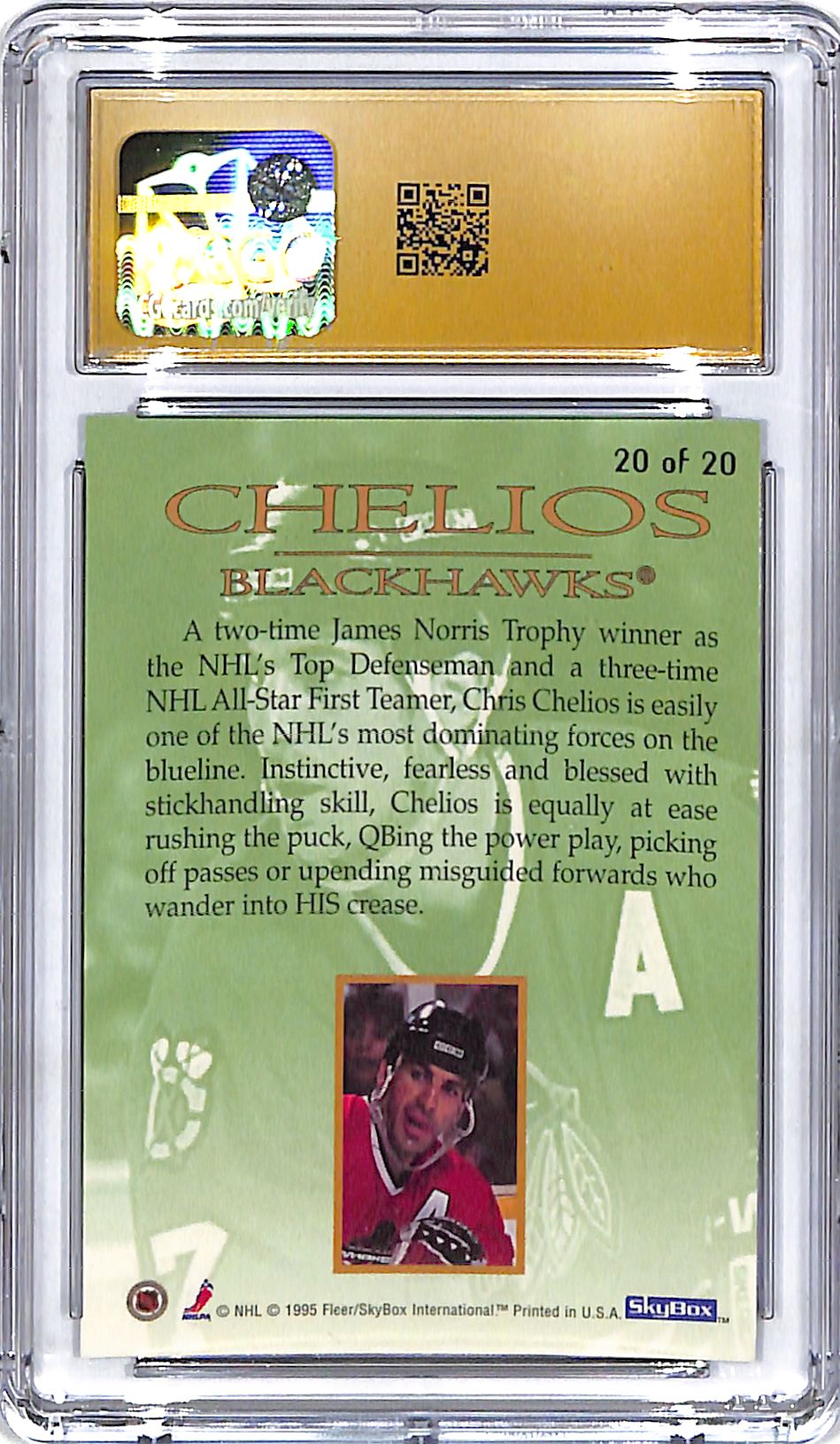 1995-96 SkyBox Emotion Chris Chelios Xcited CGC Pristine 10 Blackhawks
