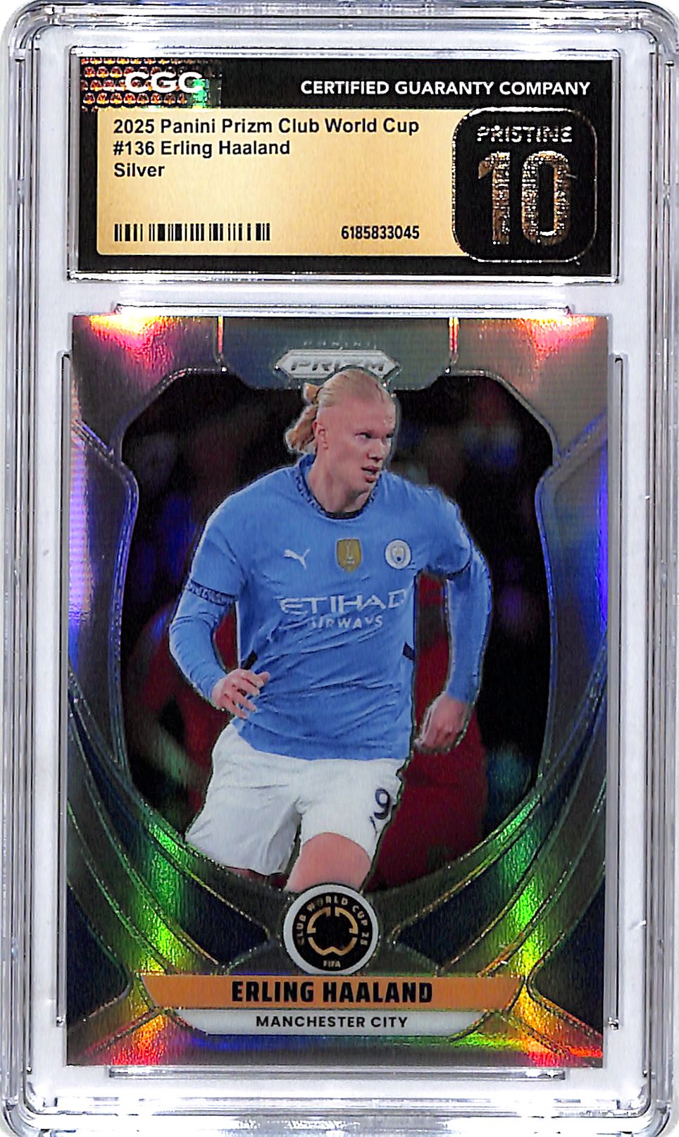 2025 Prizm World Cup Erling Haaland Silver #136 CGC 10 Pristine Manchester City