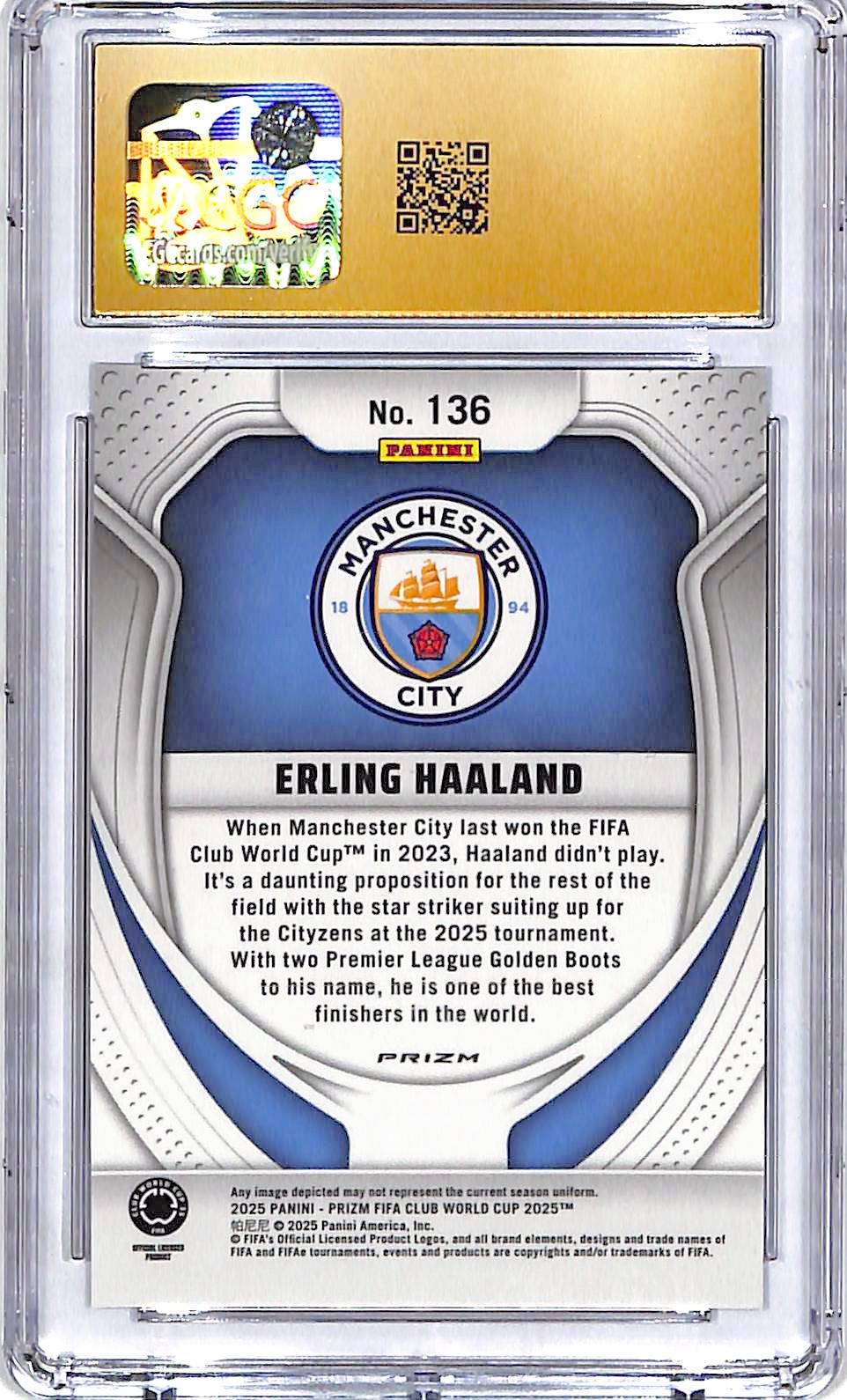 2025 Prizm World Cup Erling Haaland Silver #136 CGC 10 Pristine Manchester City