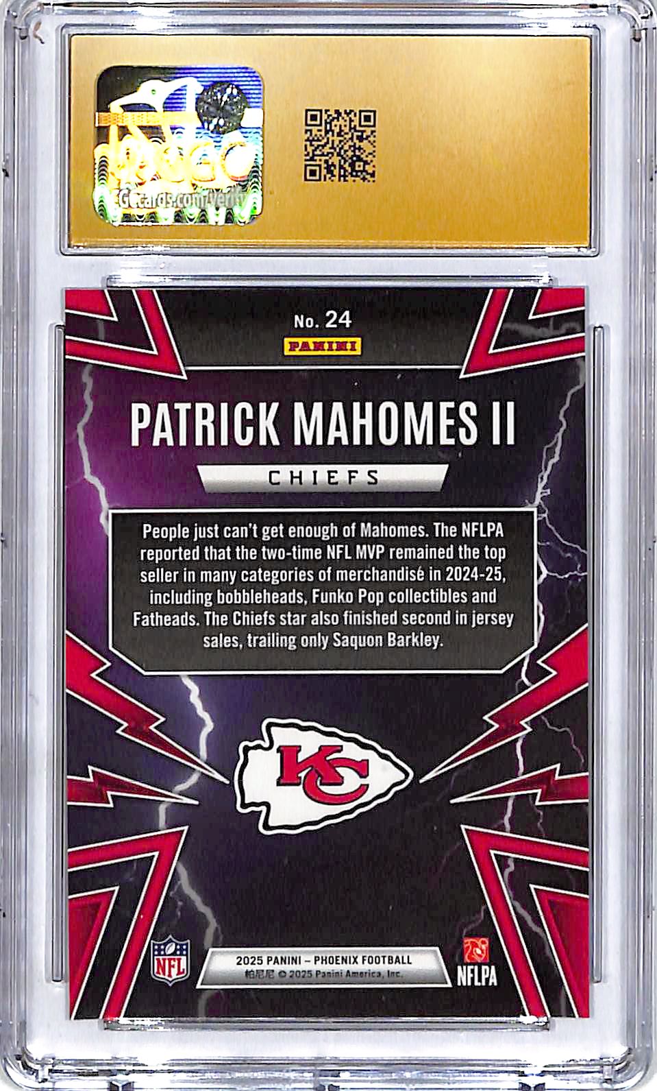 2025 Phoenix Patrick Mahomes Thunderbirds #24 CGC 10 Pristine Chiefs
